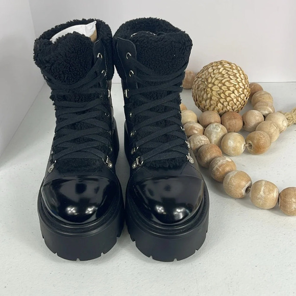 Steve Madden Women's Reyen Combat Boots Black Leather Sz 8.5 NWOB - Picture 5 of 10